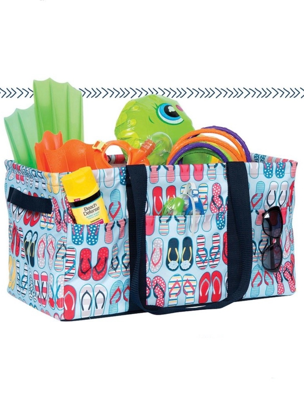 Thirty-One Large Utility Tote - Discontinued "Fun Flops" Flip Flop Print